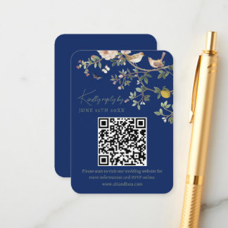 Chinoiserie Wedding Website RSVP QR Code  Enclosure Card