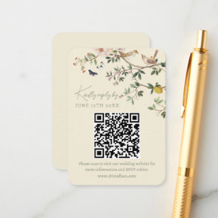 Chinoiserie Wedding Website RSVP QR Code Enclosure Card