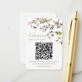 Chinoiserie Wedding Website RSVP QR Code Enclosure Card