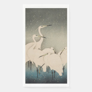 Chinoiserie White Egret Winter Snow Pattern Napkin