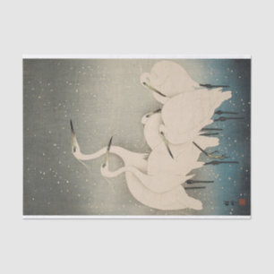 Chinoiserie White Egret Winter Snow Pattern Tissue Paper
