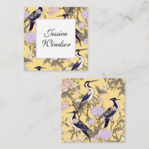 Chinoiserie Yellow Floral Egret Gift Enclosure Card