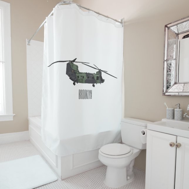 Chinook army helicopter cartoon illustration (In Situ)