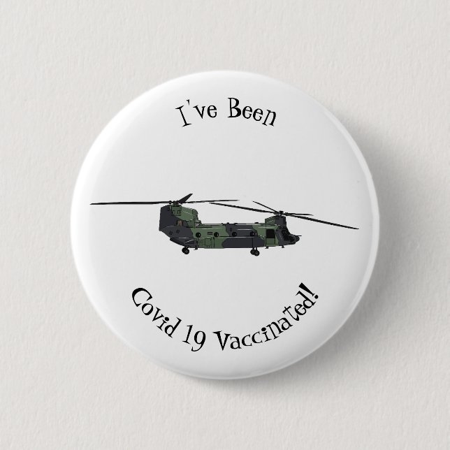 Chinook army helicopter cartoon illustration 2 inch round button (Front)
