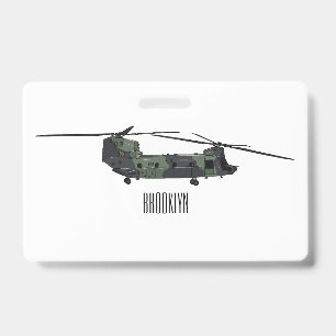 Chinook army helicopter cartoon illustration badge