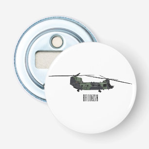 Chinook army helicopter cartoon illustration bottle opener