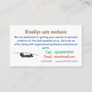 Chinook army helicopter cartoon illustration business card
