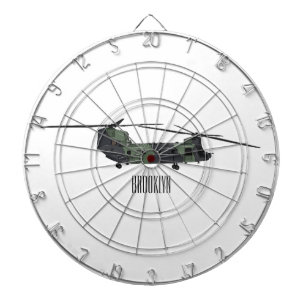 Chinook army helicopter cartoon illustration dartboard