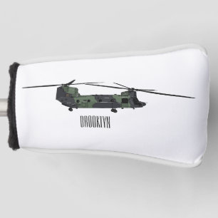 Chinook army helicopter cartoon illustration golf head cover