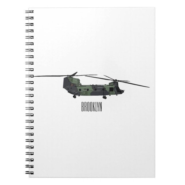 Chinook army helicopter cartoon illustration notebook (Front)