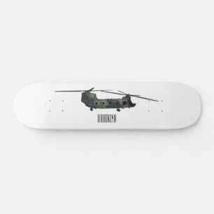 Chinook army helicopter cartoon illustration skateboard