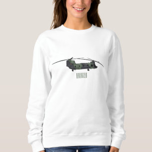 Chinook army helicopter cartoon illustration sweatshirt