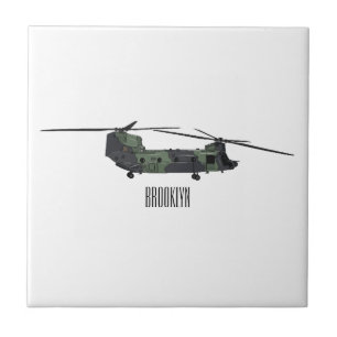 Chinook army helicopter cartoon illustration tile