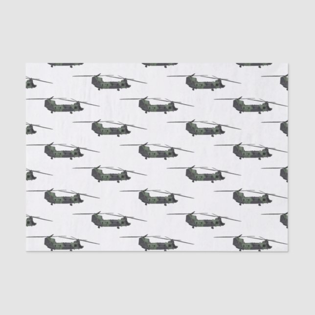 Chinook army helicopter cartoon illustration tissue paper (Front)