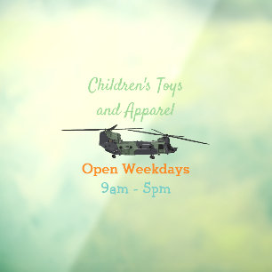Chinook army helicopter cartoon illustration window cling