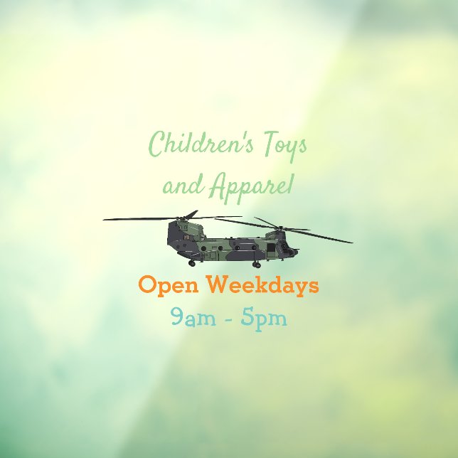 Chinook army helicopter cartoon illustration window cling (Sheet 3)