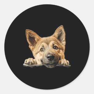 Chinook Dog Mom Dad Peeking Puppy Classic Round Sticker