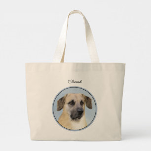 Chinook Drop Ear Painting Original Sled Dog Art Large Tote Bag