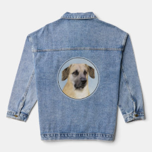 Chinook (Dropped Ears) Painting - Original Dog Art Denim Jacket