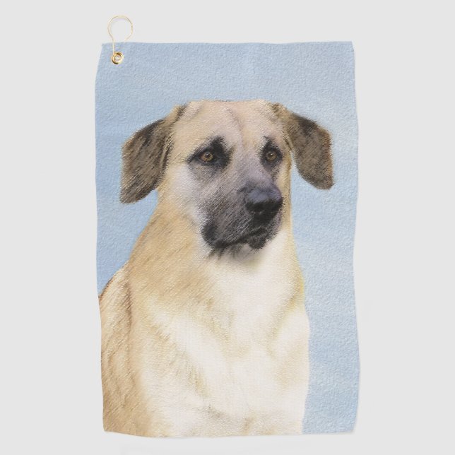 Chinook (Dropped Ears) Painting - Original Dog Art Golf Towel (Front)