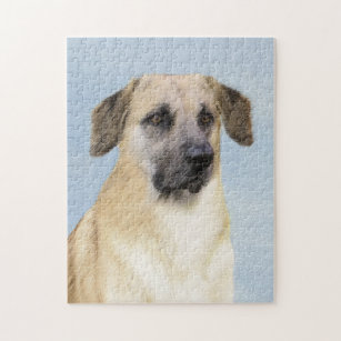 Chinook (Dropped Ears) Painting - Original Dog Art Jigsaw Puzzle