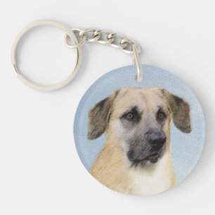 Chinook (Dropped Ears) Painting - Original Dog Art Keychain