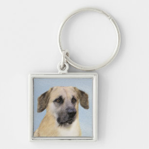 Chinook (Dropped Ears) Painting - Original Dog Art Keychain