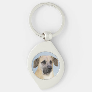Chinook (Dropped Ears) Painting - Original Dog Art Keychain
