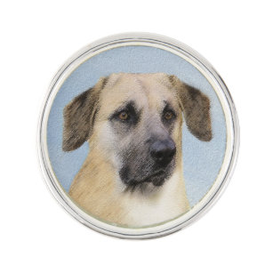 Chinook (Dropped Ears) Painting - Original Dog Art Lapel Pin