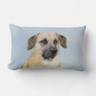 Chinook (Dropped Ears) Painting - Original Dog Art Lumbar Pillow