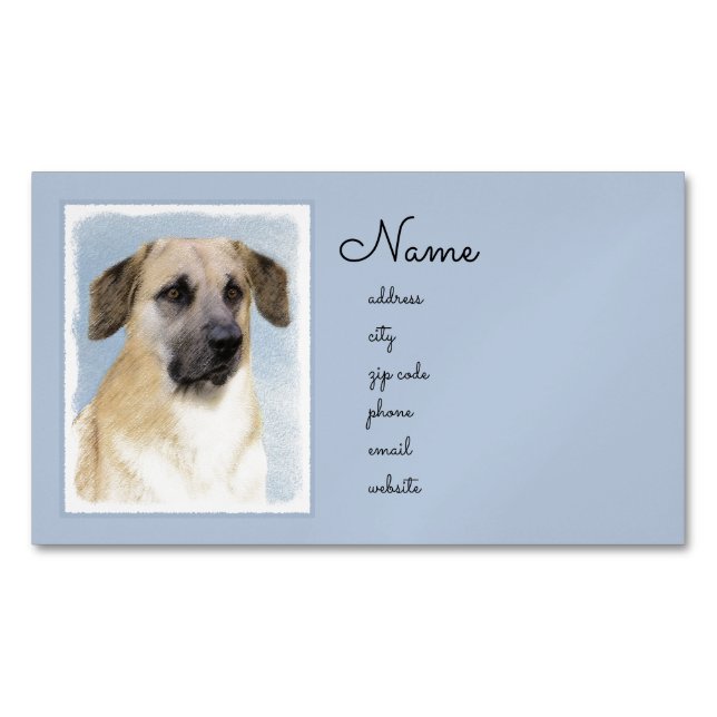 Chinook (Dropped Ears) Painting - Original Dog Art Magnetic Business Card (Front)