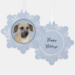 Chinook (Dropped Ears) Painting - Original Dog Art Ornament Card