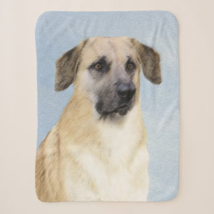 Chinook (Dropped Ears) Painting - Original Dog Art Sherpa Blanket