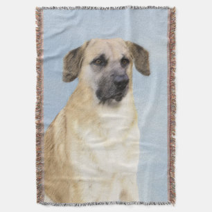 Chinook (Dropped Ears) Painting - Original Dog Art Throw Blanket