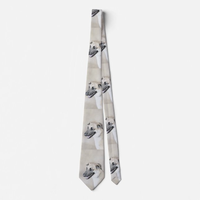 Chinook (Dropped Ears) Painting - Original Dog Art Tie (Front)