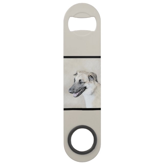 Chinook (Helicopter Ears) Painting - Dog Art Bar Key (Back)