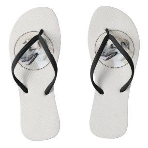 Chinook (Helicopter Ears) Painting - Dog Art Flip Flops