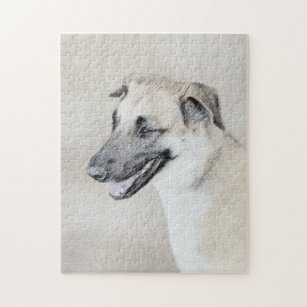 Chinook (Helicopter Ears) Painting - Dog Art Jigsaw Puzzle