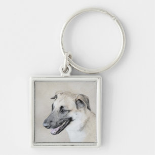 Chinook (Helicopter Ears) Painting - Dog Art Keychain