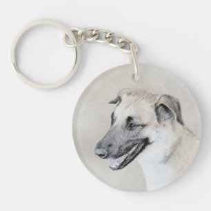 Chinook (Helicopter Ears) Painting - Dog Art Keychain