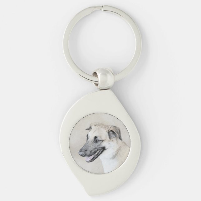Chinook (Helicopter Ears) Painting - Dog Art Keychain (Front)