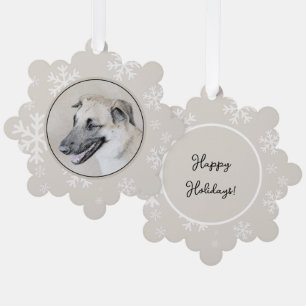 Chinook (Helicopter Ears) Painting - Dog Art Ornament Card