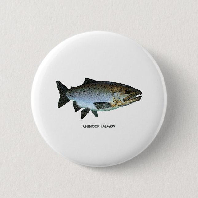 Chinook - King Salmon 2 Inch Round Button (Front)
