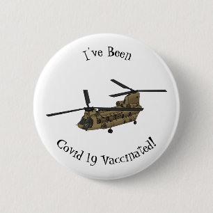 Chinook military helicopter illustration 2 inch round button