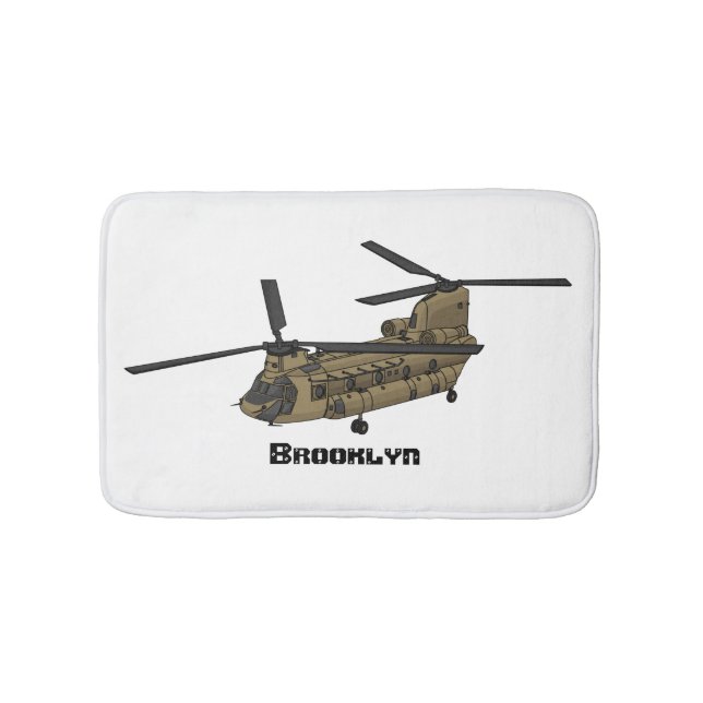 Chinook military helicopter illustration bath mat (Front)