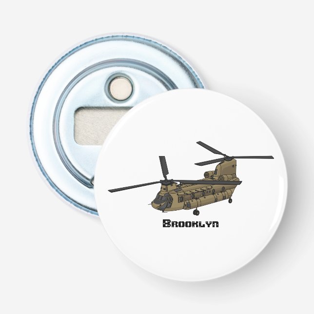 Chinook military helicopter illustration bottle opener (Front)