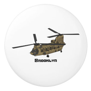 Chinook military helicopter illustration ceramic knob