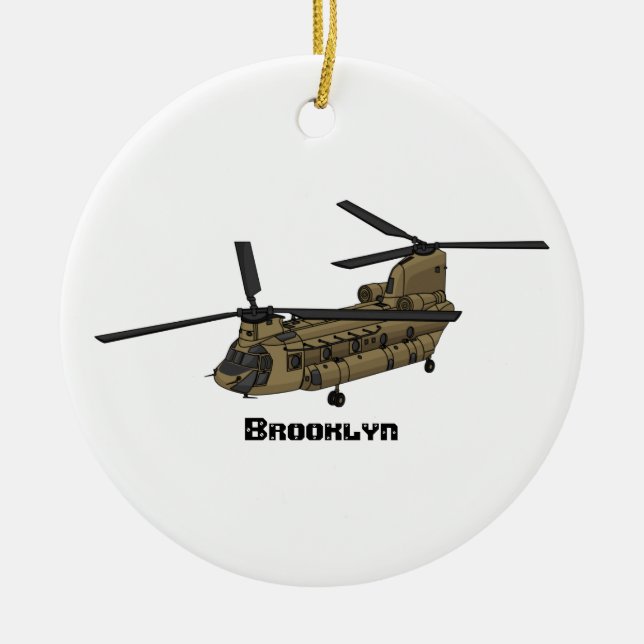 Chinook military helicopter illustration  ceramic ornament (Front)