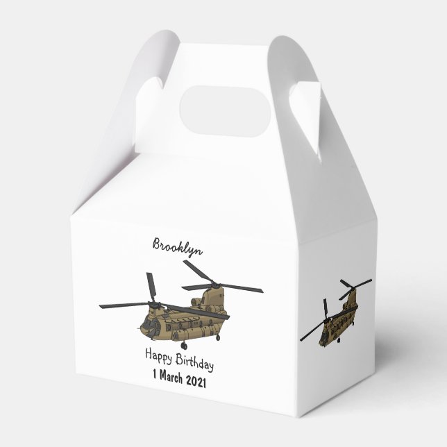 Chinook military helicopter illustration favor box (Front Side)