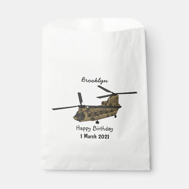 Chinook military helicopter illustration favour bag (Front)